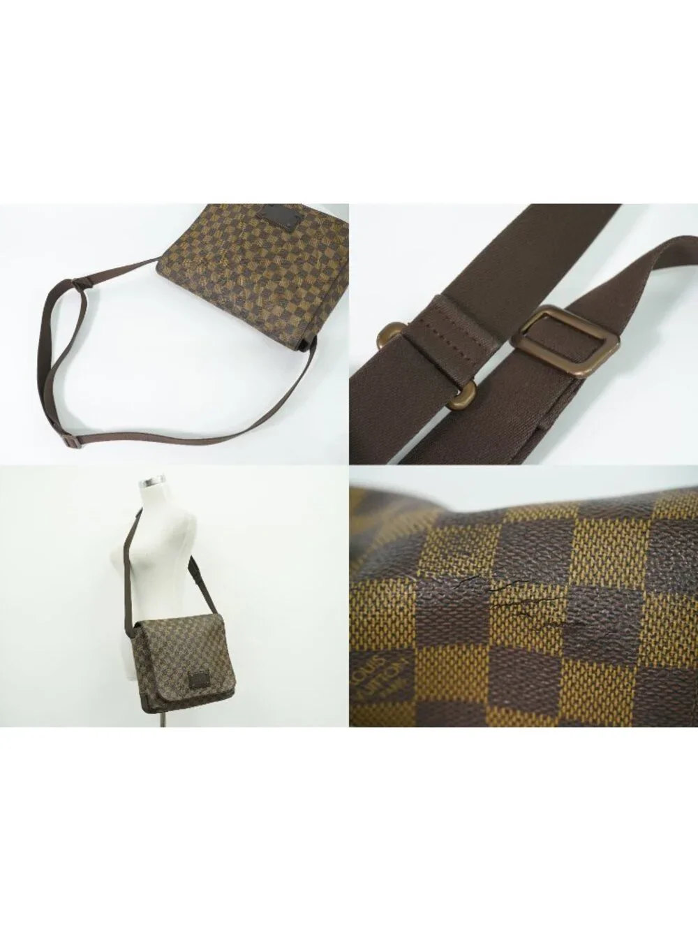 Louis Vuitton LV Brooklyn MM Damier Ebene Shoulder Bag Brown Vintage